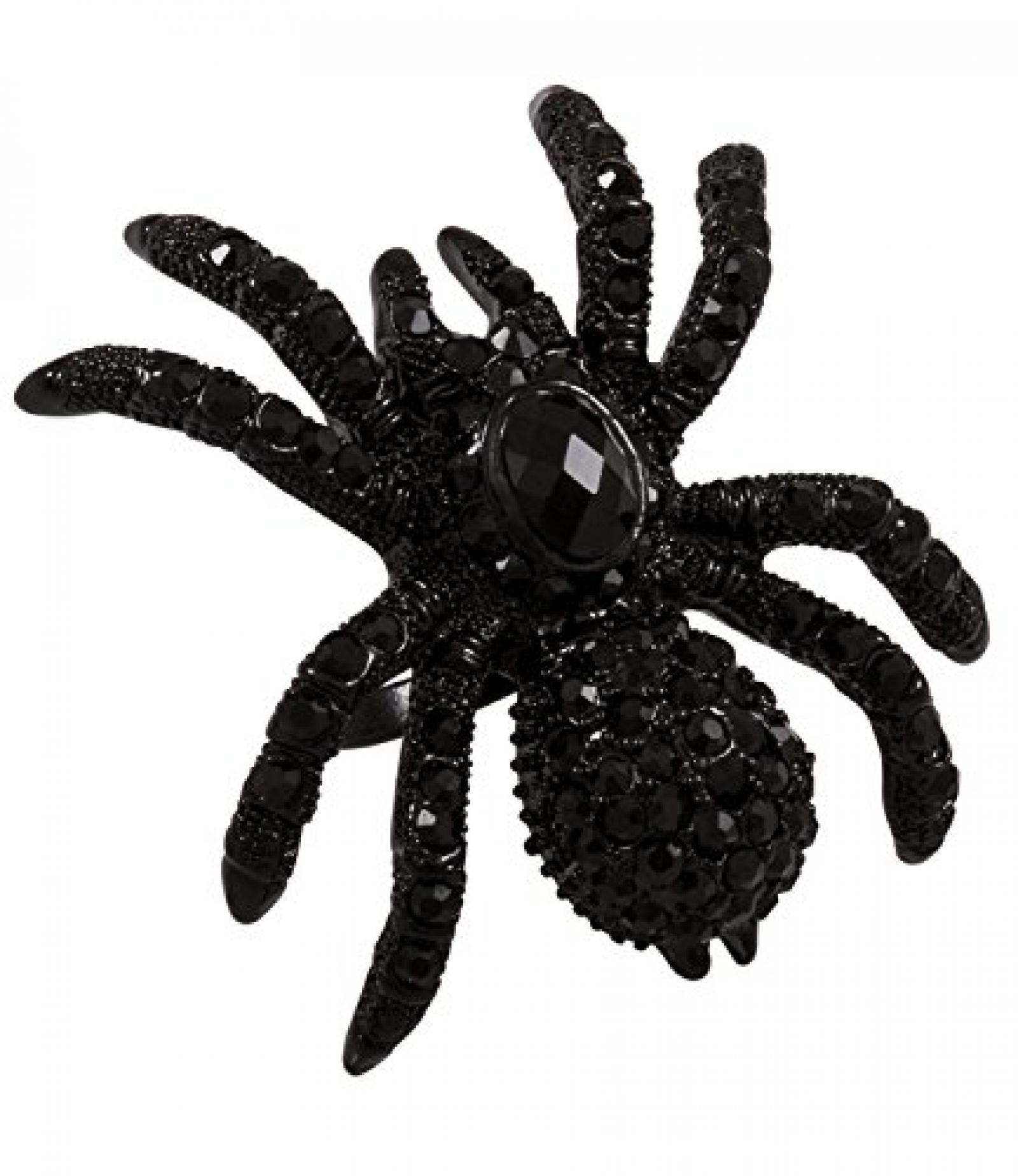 SIX "Halloween" schwarzer Spinnen Ring mit Strasssteinen (388-200) 